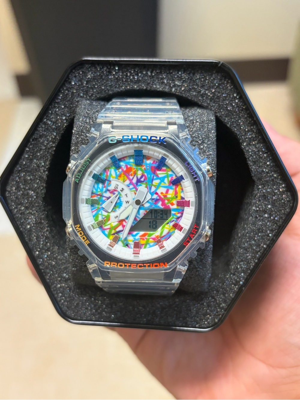 G-Shock GA-2100 Clear Case Multicolor Splash Dial Watch